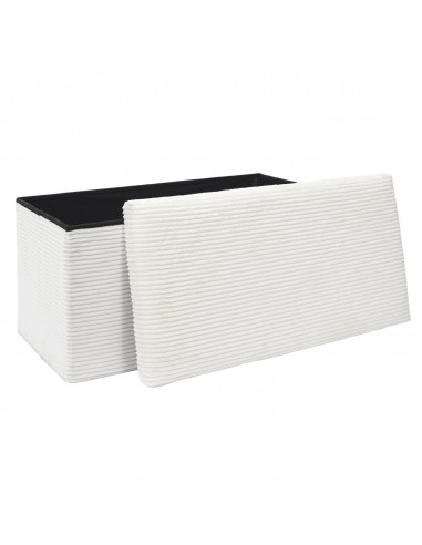 SCOTT - Coffre banc pliable côtelé beige