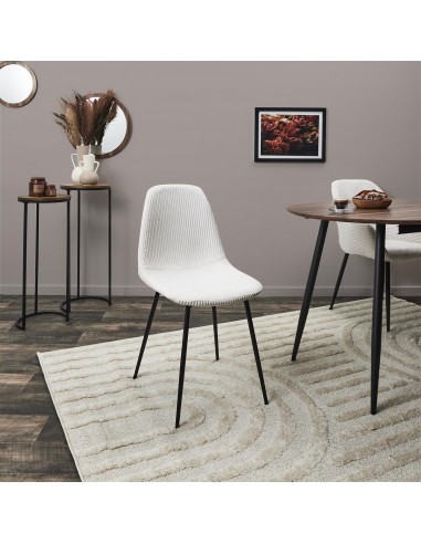 SCOTT - Chaise velours côtelé beige