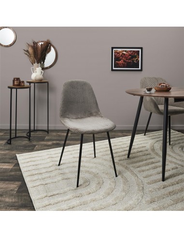 SCOTT - Chaise velours côtelé taupe