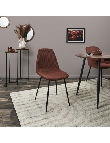 SCOTT - Chaise velours côtelé terra