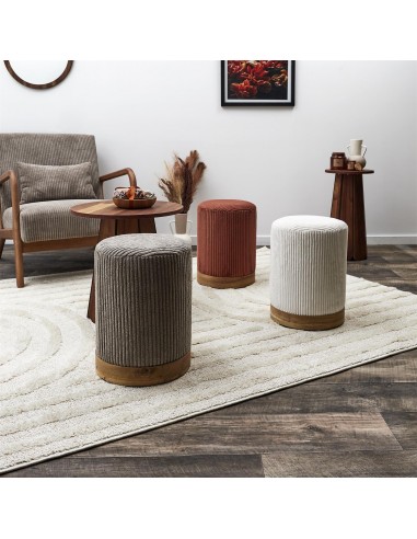 SCOTT - Pouf velours côtelé terra