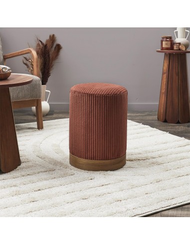 SCOTT - Pouf velours côtelé terra