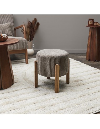 SCOTT - Tabouret velours côtelé taupe