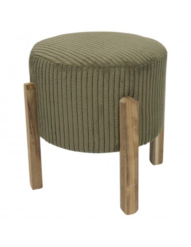 SCOTT - Tabouret velours côtelé kaki