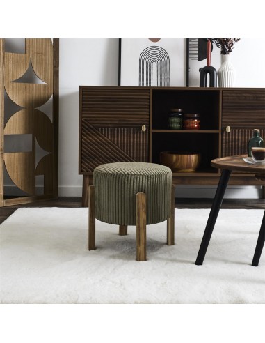 SCOTT - Tabouret velours côtelé kaki