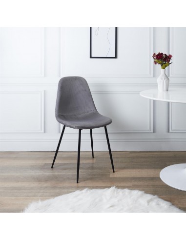 JULIA - Chaise en velours côtelé gris