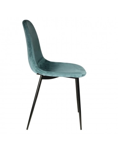 JULIA - Chaise en velours côtelé bleu...