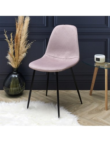JULIA - Chaise en velours côtelé rose