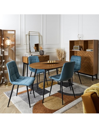 MATEO - Chaise en velours bleu