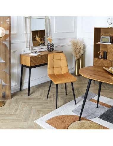 MATEO - Chaise en velours moutarde