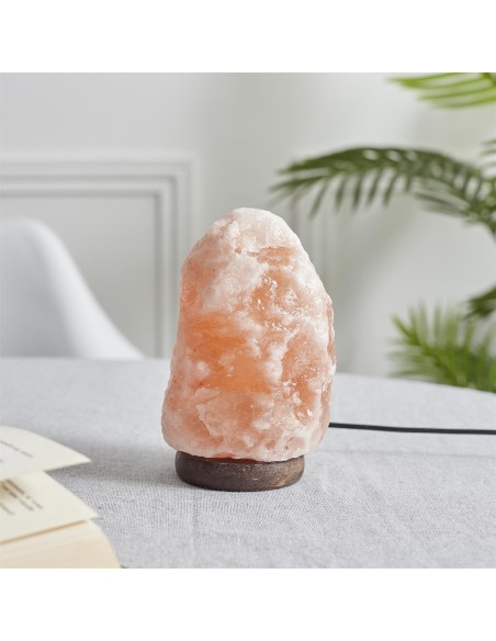 Lampe de sel socle en bois