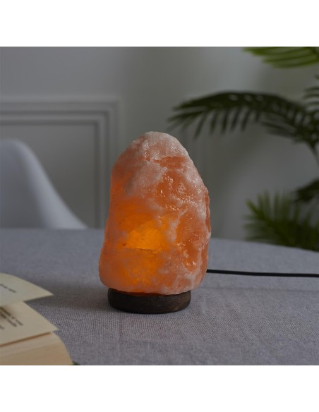 Lampe de sel socle en bois