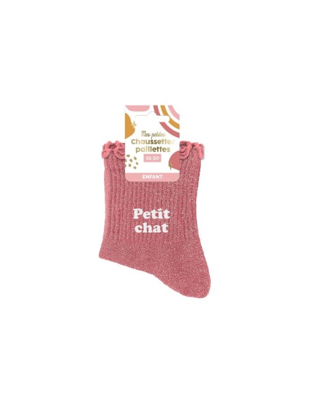 Chaussettes à paillettes enfant Petit Chat