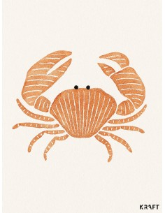 Affiche crabe minimaliste terracotta 30x40 cm | Déco bord de mer 2