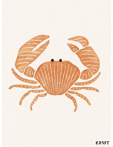 Affiche crabe minimaliste terracotta 30x40 cm | Déco bord de mer