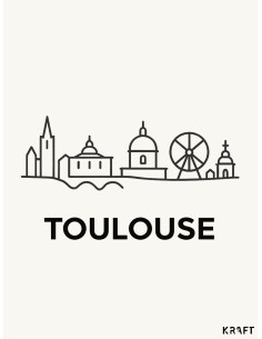 Affiche Toulouse skyline minimaliste 30x40 cm | Déco murale