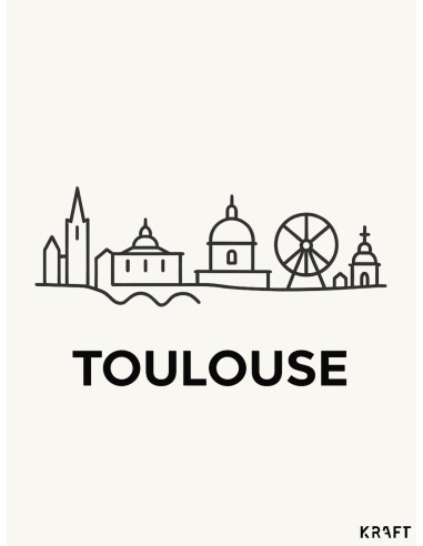 Affiche Toulouse skyline minimaliste 30x40 cm | Déco murale
