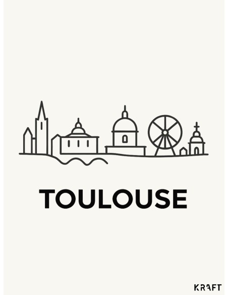 Affiche Toulouse skyline minimaliste 30x40 cm | Déco murale