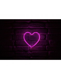 Néon cœur rose à piles 2