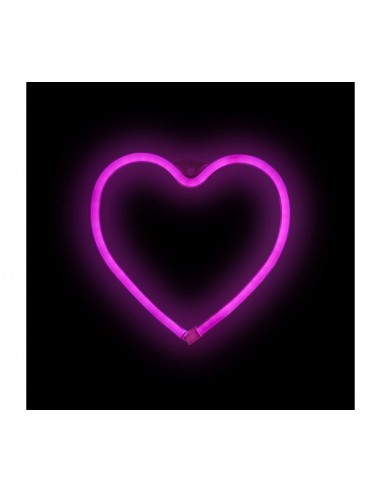 Néon cœur rose à piles