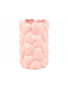 Vase rose à cœurs
