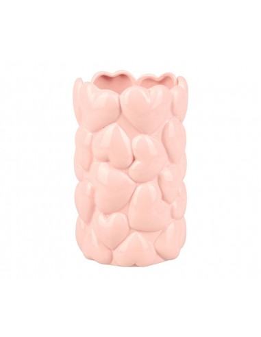 Vase rose à cœurs