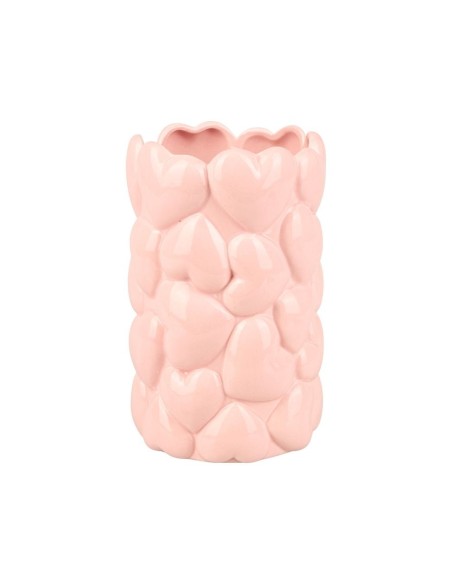 Vase rose à cœurs