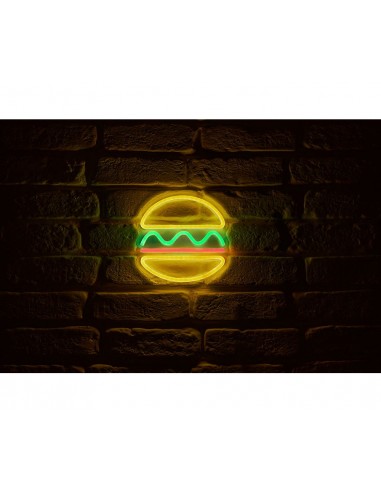 Néon mural USB « Burger » – Jaune,...