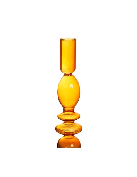 Bougeoir en verre « Rétro » orange ambré – H22,5 cm