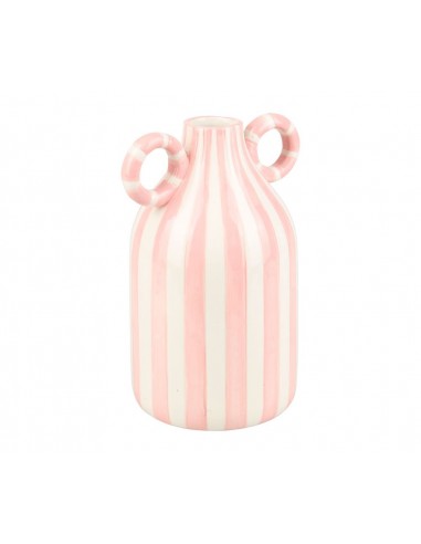 Vase décoratif rayé – Céramique blanc...