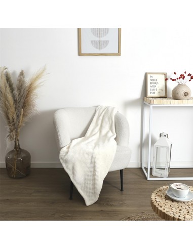 Plaid Nid d’Abeille Crème – 120 x 150 cm