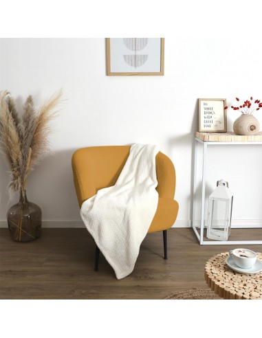 Plaid Nid d’Abeille Crème – 120 x 150 cm