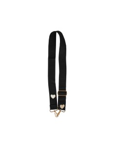 Sangle de Sac Noir Cœurs Dorés Ajustable 80-130 cm
