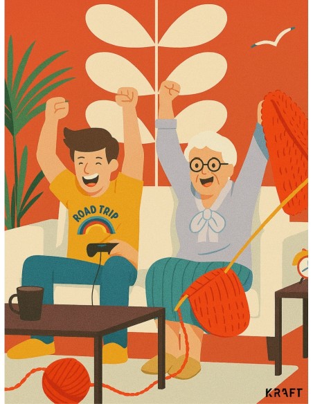 Affiche mamie gaming 30x40 cm fabriquée en France