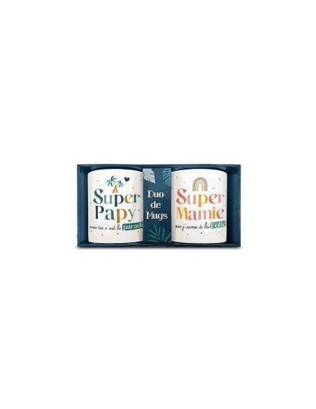 Coffret Duo Mugs Super Papy et Super Mamie Cadeau