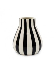 Vase Rayures Noir & Blanc 12x14 cm Design