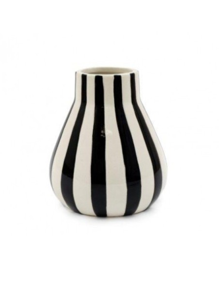 Vase Rayures Noir & Blanc 12x14 cm Design