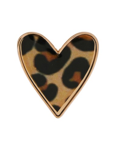 Broche Cœur Léopard Métal – Accessoire Mode Tendance