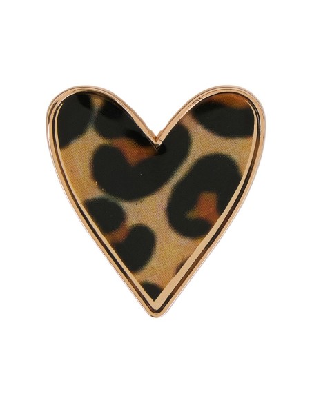 Broche Cœur Léopard Métal – Accessoire Mode Tendance