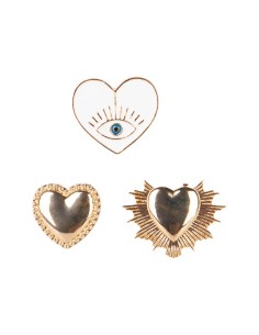Lot de 3 Broches Cœur Dorées – Bijoux Fantaisie