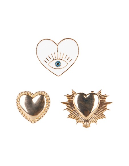 Lot de 3 Broches Cœur Dorées – Bijoux Fantaisie