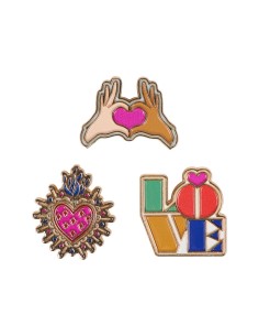 Lot de 3 Broches Colorées Cœur Love – Pins Fantaisie