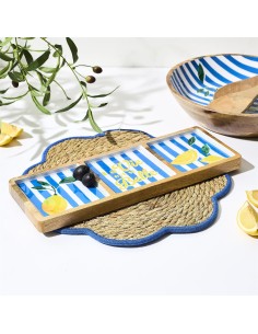 Planche Apéritif 3 Compartiments Dolce Vita Bleu