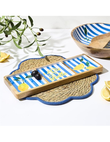 Planche Apéritif 3 Compartiments Dolce Vita Bleu