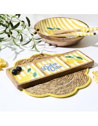Planche Apéritif 3 Compartiments Dolce Vita Jaune