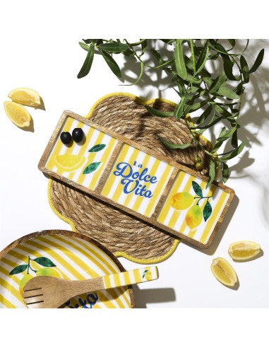 Planche Apéritif 3 Compartiments Dolce Vita Jaune