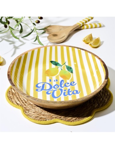Saladier Dolce Vita Jaune Ø33 cm en Bois de Manguier