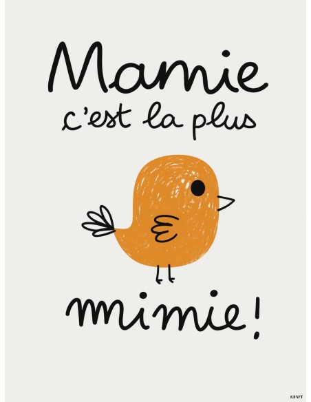 Affiche Mamie c’est la plus mimie 30x40 cm | Fabriquée en France