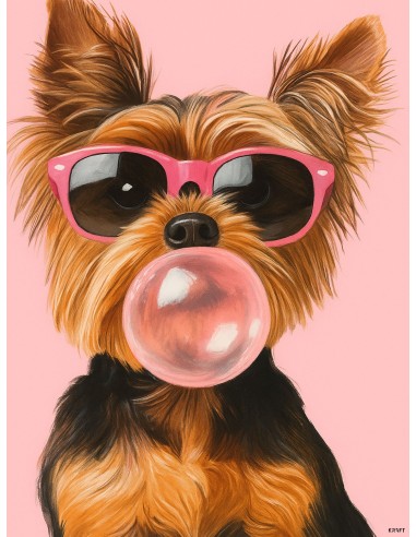 Affiche chien pop art Noa Bubble 30x40 cm | Déco moderne