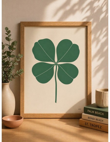 Affiche trèfle minimaliste 30x40 cm fabriquée en France